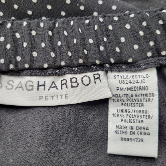 Sag Harbor Midi Chiffon Skirt Suit PL Blouse PM Polka Dot Ruffled Flutter Sleeve - Picture 10 of 12